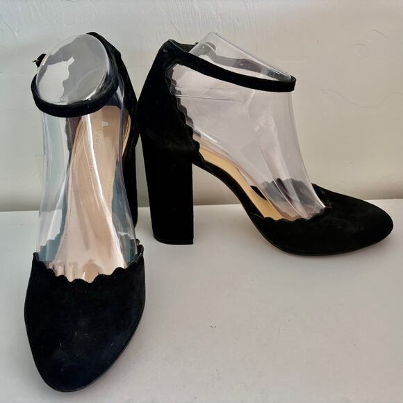 Marc Fisher Sahar d'Orsay Suede Scalloped Pumps Ankle Strap - Picture 1 of 10